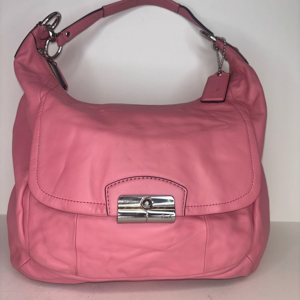 Coach Pink Hobo Shoulder Bag with Silver Hardware